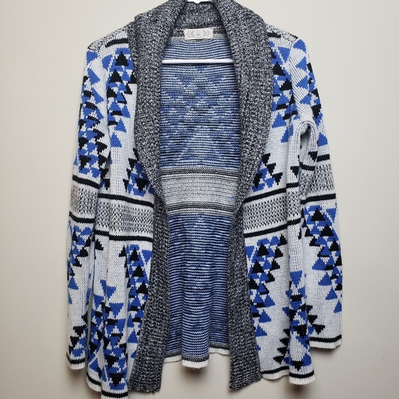 Pink Rose Sweaters - Pink Rose | Aztec Print Long Sleeve Open Cardigan